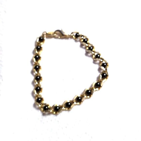 AVON Bracelet CAPTURED TREASURES Gold-tone Curb Link Faux Black Onyx Beaded Acce - Picture 6 of 12